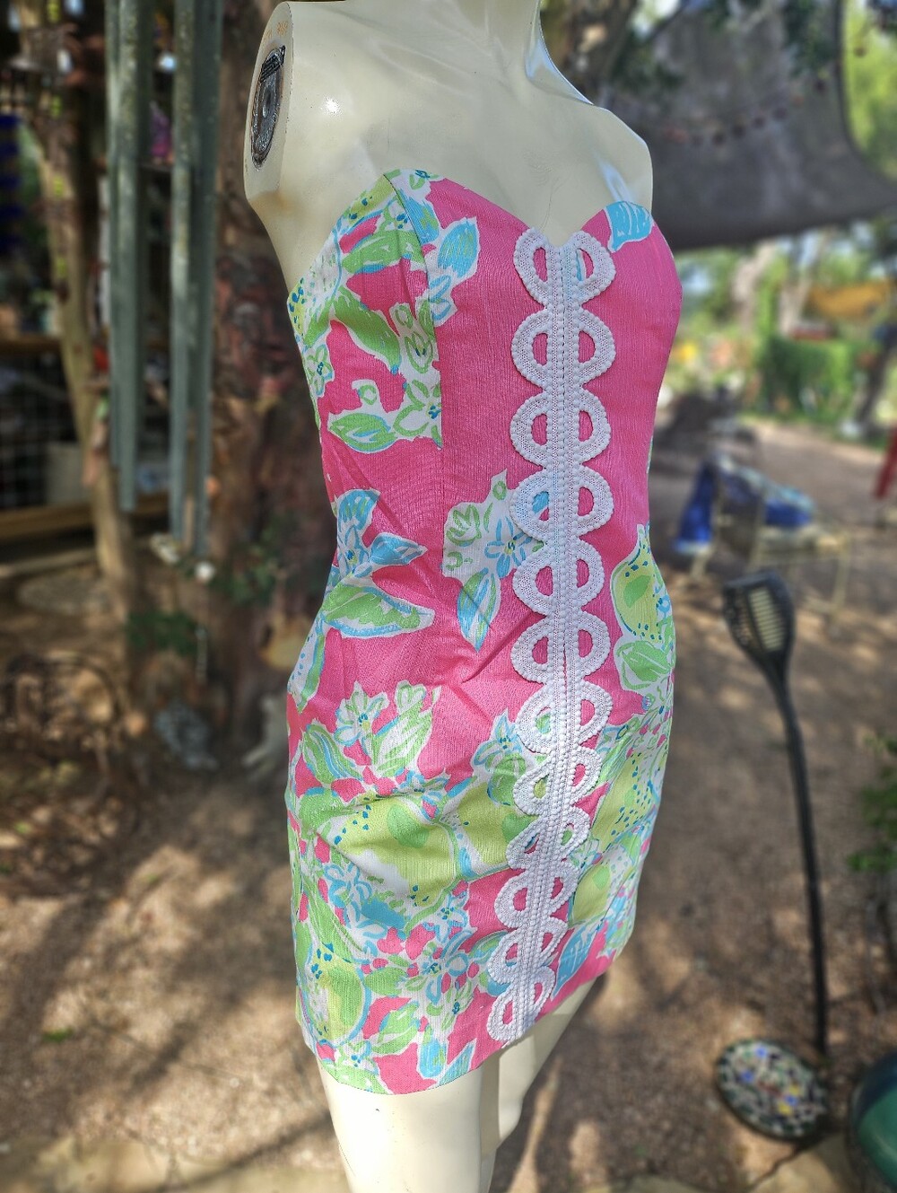 Lilly Pulitzer Strapless Pink Tropical Print Mini Shift Dress Size 0 - Picture 2 of 13